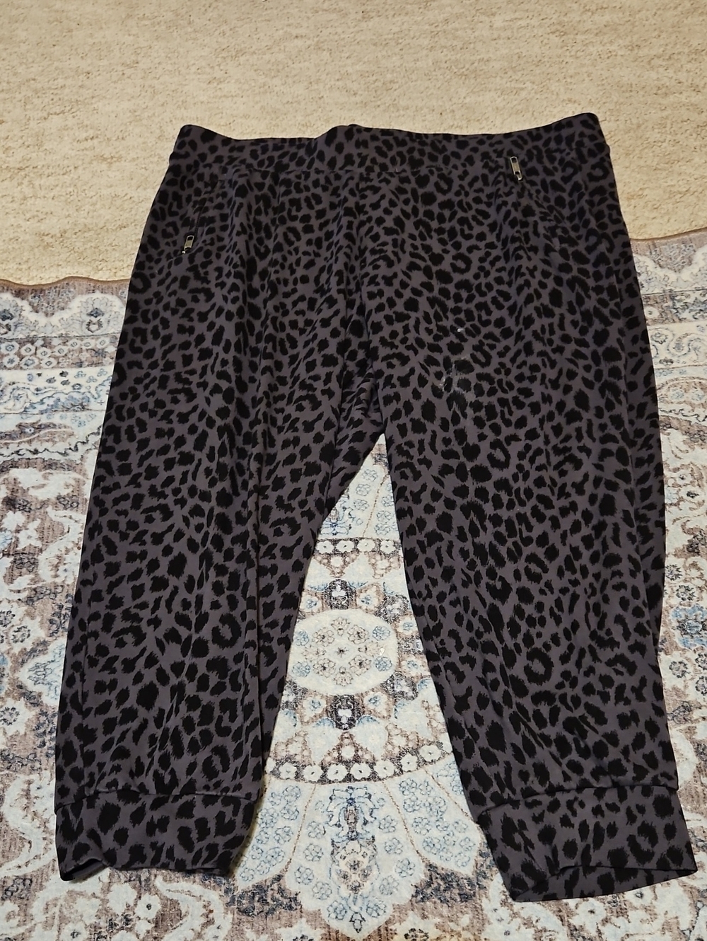 torrid Black & Gray Leopard Print Joggers with Zip Pockets